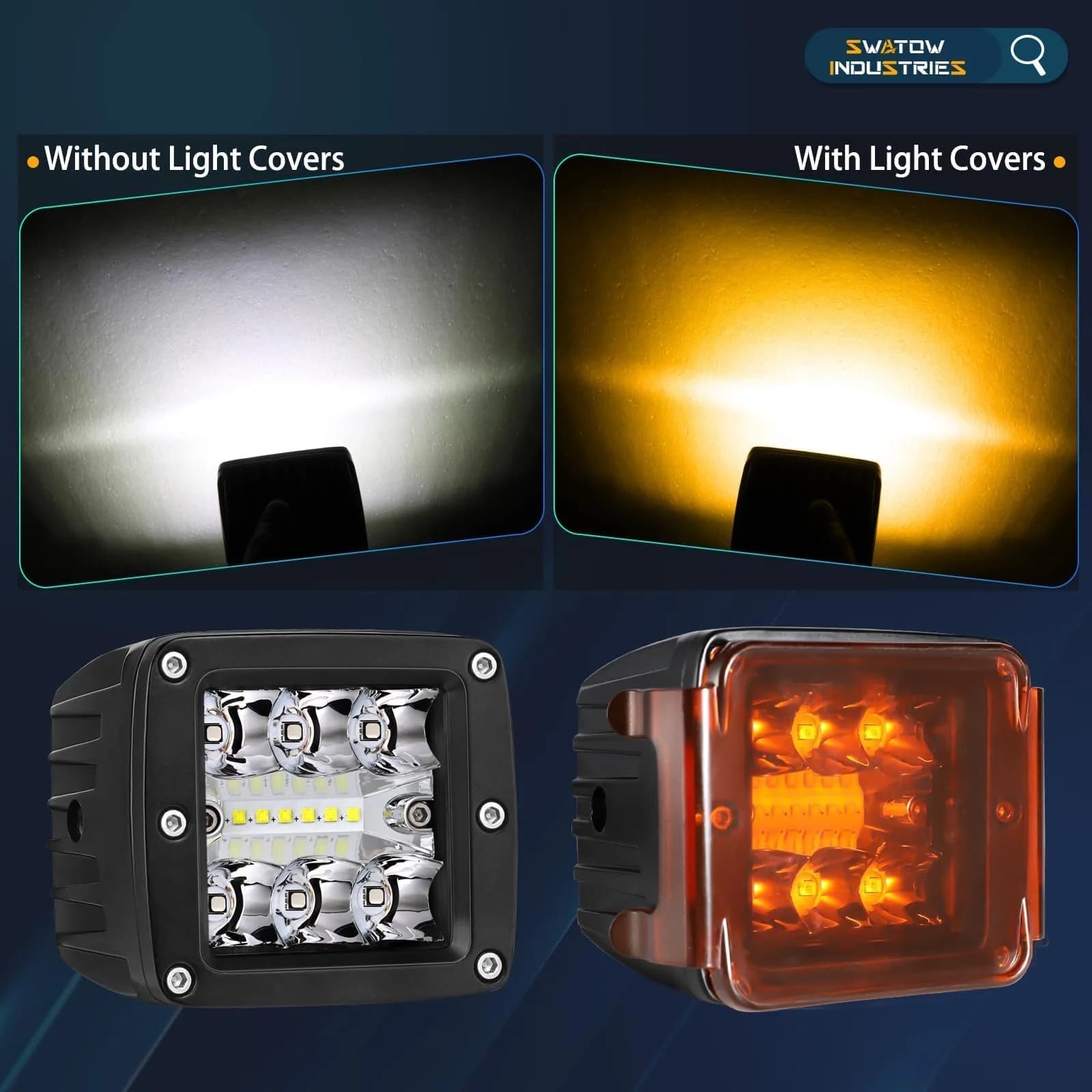 SWATOW INDUSTRIES 3 Inch Amber LED Pod Light Covers (2-Pack) | Street Legal Protection - view 4