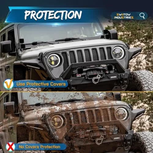 SWATOW INDUSTRIES Black 3 Inch Pod Light Covers (2-Pack) | Street Legal Protective Polycarbonate Lens Covers thumbnail 4