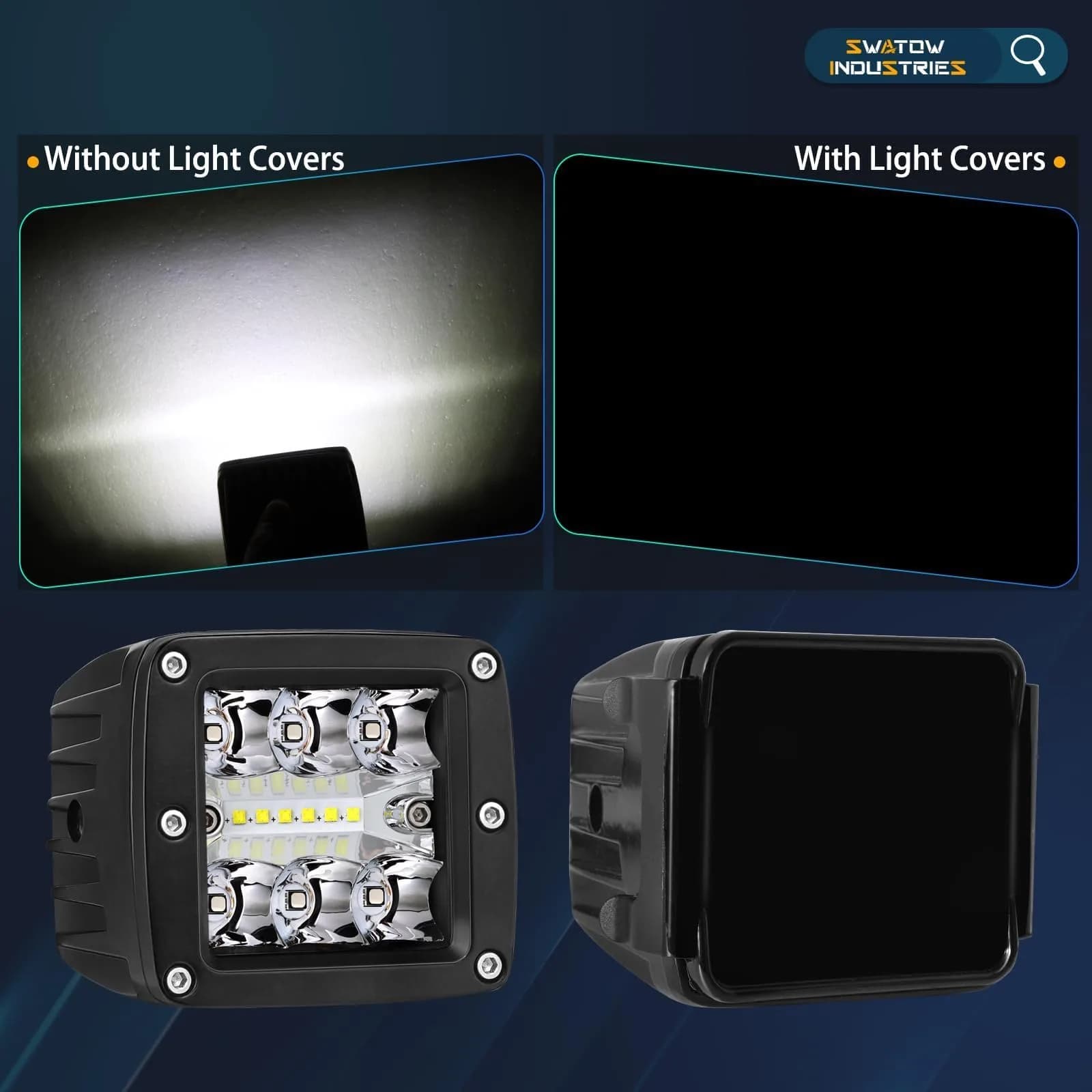 SWATOW INDUSTRIES Black 3 Inch Pod Light Covers (2-Pack) | Street Legal Protective Polycarbonate Lens Covers - view 5