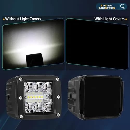 SWATOW INDUSTRIES Black 3 Inch Pod Light Covers (2-Pack) | Street Legal Protective Polycarbonate Lens Covers thumbnail 5