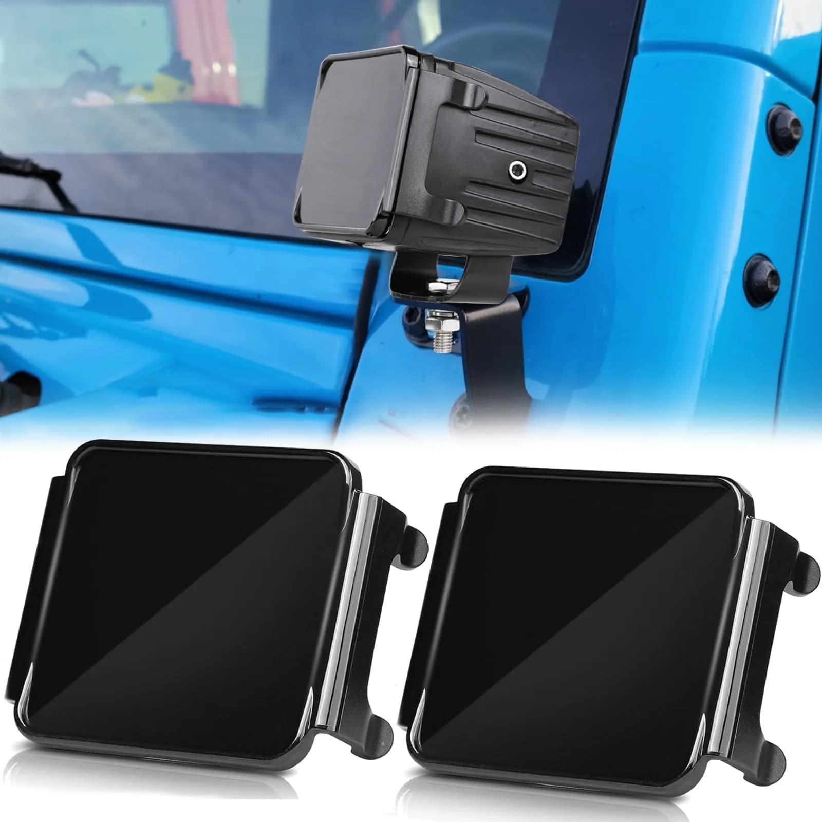 SWATOW INDUSTRIES Black 3 Inch Pod Light Covers (2-Pack) | Street Legal Protective Polycarbonate Lens Covers - view 9