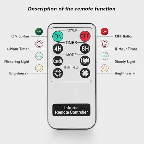 Rhytsing Gold Glass Battery Operated LED Candles with Remote, Warm White Light, Set of 3 (10cm/12.5cm/15cm) thumbnail 5