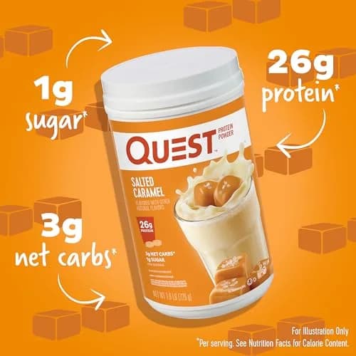 Quest Salted Caramel Protein Powder 1.6lb | 26g Protein, Low Sugar & Carbs, Gluten-Free thumbnail 2