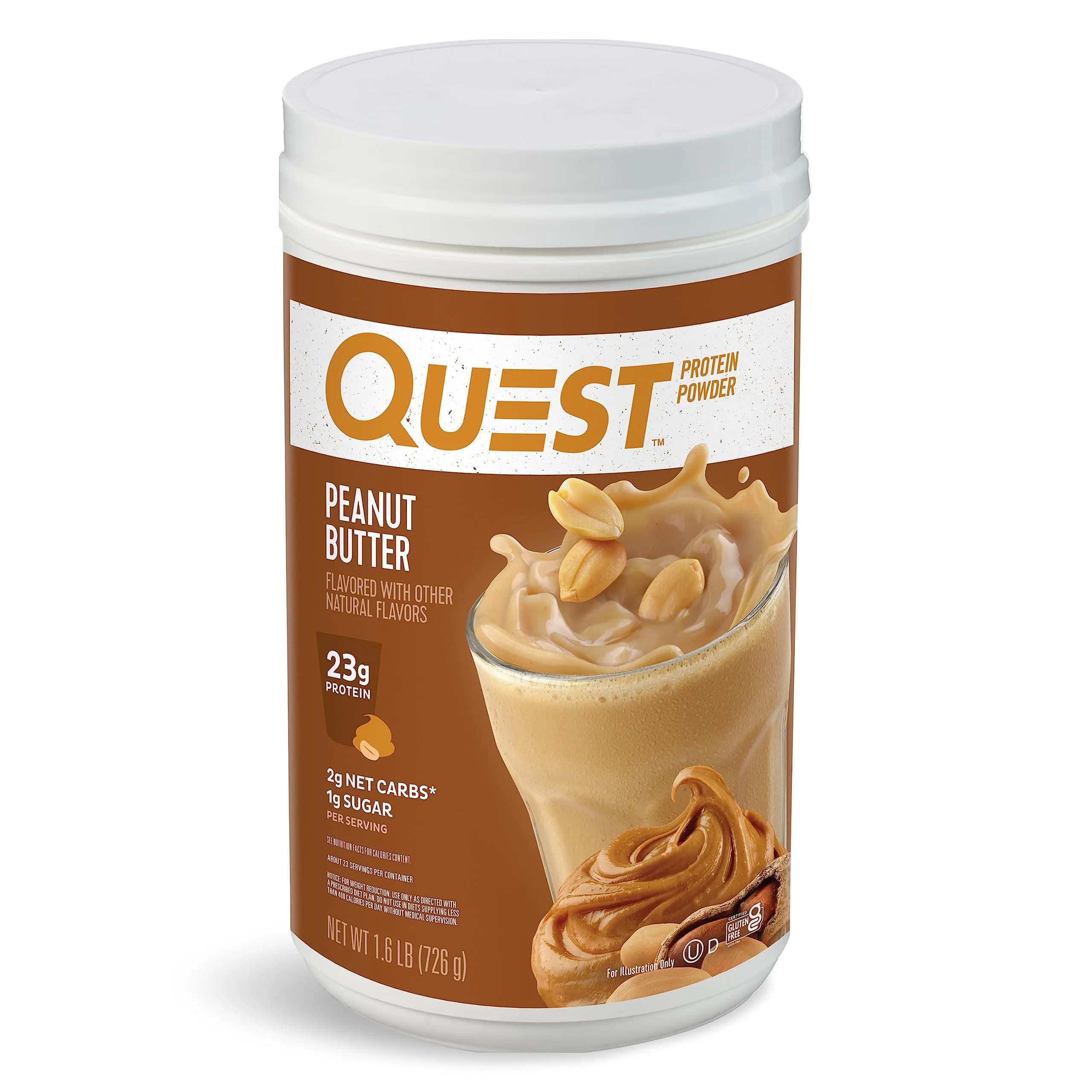 Quest Peanut Butter Protein Powder 1.6 Pound | 23g Protein, Low Sugar, Gluten Free — 1.6 Pound