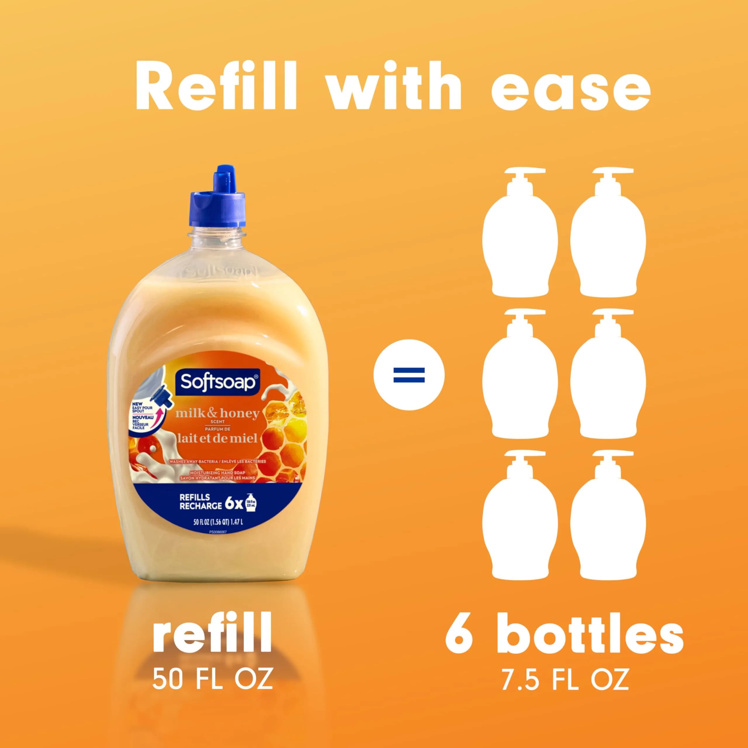 Softsoap Moisturizing Liquid Hand Soap Milk & Honey Scent 1479ml (50 fl oz) | Gentle Cleansing for Soft Skin - view 6