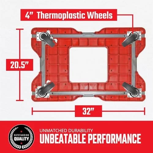 Snap-Loc Dolly 1200 lb Capacity Heavy Duty Material Handling Truck with Built-in E-Track, Made in USA, Red | Professional Cargo Platform thumbnail 4