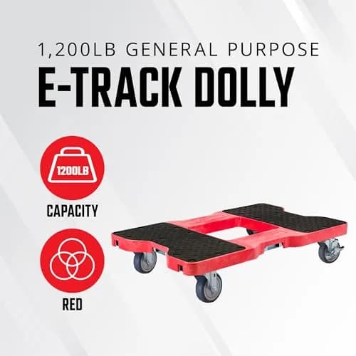 Snap-Loc Dolly 1200 lb Capacity Heavy Duty Material Handling Truck with Built-in E-Track, Made in USA, Red | Professional Cargo Platform thumbnail 2