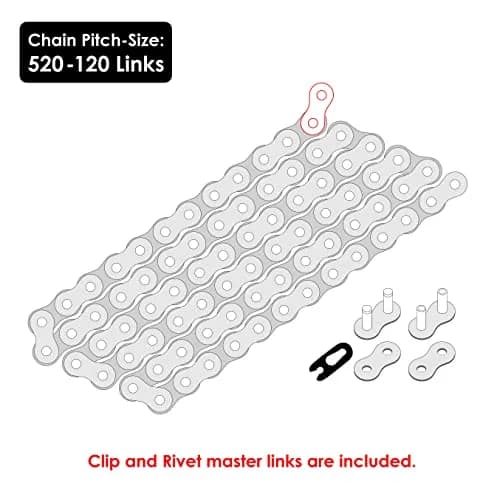 Caltric Black Drive Chain for Kawasaki Ninja 650 650R Ex650 | Alloy Steel, 520 Pitch, 120 Links thumbnail 2