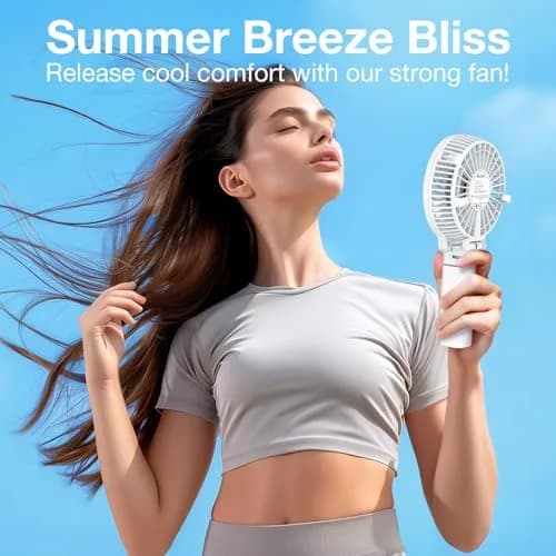 VersionTECH. Portable Handheld Fan White | 3600 RPM USB Rechargeable Mini Table Fan with 4000mAh Battery thumbnail 5