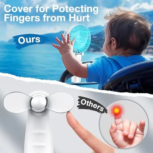 VersionTECH. Portable Handheld Fan White | 3600 RPM USB Rechargeable Mini Table Fan with 4000mAh Battery thumbnail 6