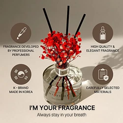 Cocod'or Reed Diffuser Set with Preserved Baby's Breath & April Breeze Scent 200ml (6.7oz) | Long-Lasting Home Fragrance thumbnail 2