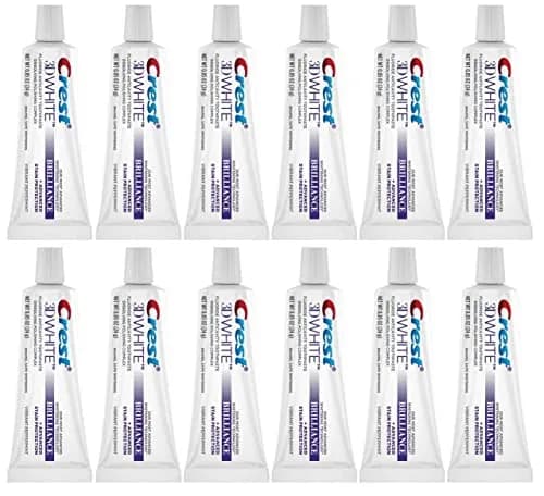 Crest 3D White Brilliance Toothpaste Vibrant Peppermint 24g (0.85 oz) Pack of 12 | Strengthens Enamel & Protects Against Cavities thumbnail 1
