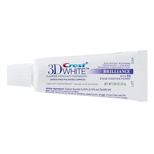 Crest 3D White Brilliance Toothpaste Vibrant Peppermint 24g (0.85 oz) Pack of 12 | Strengthens Enamel & Protects Against Cavities thumbnail 2