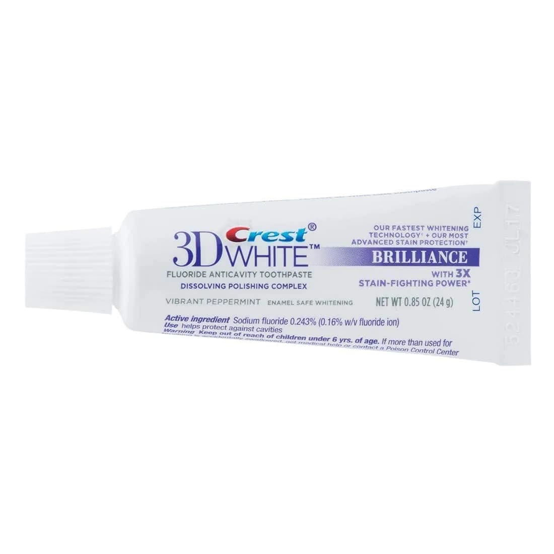 Crest 3D White Brilliance Toothpaste Vibrant Peppermint 24g (0.85 oz) Pack of 12 | Strengthens Enamel & Protects Against Cavities - view 2