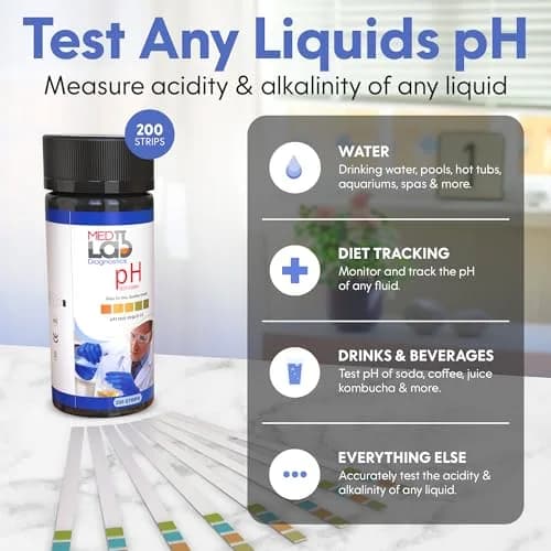 Med Lab Diagnostics Universal pH Test Strips 200 Count | Accurate pH 0-14 for Water, Urine, Saliva thumbnail 3