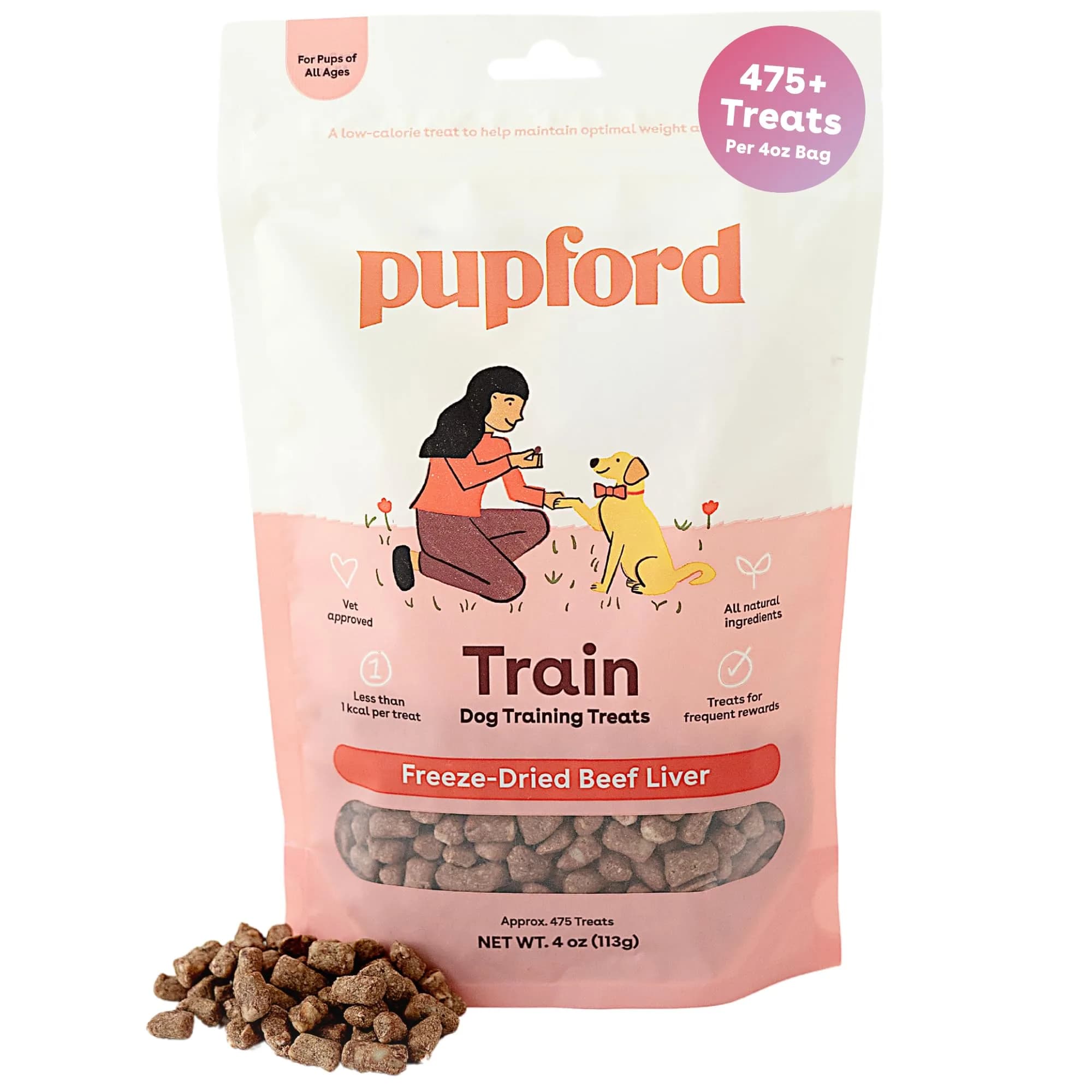 Pupford Freeze Dried Training Treats for Dogs & Puppies (Beef Liver, 4 oz) | All-Natural, Low-Calorie, Perfect for Training — Beef