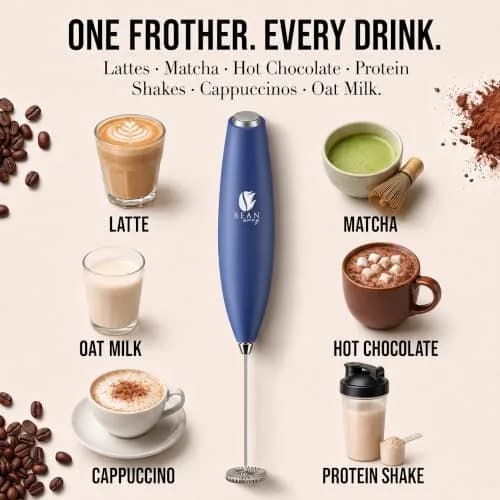 Bean Envy Milk Frother Handheld - Blue | 19,000 RPM Electric Foam Maker for Coffee & Hot Chocolate thumbnail 4