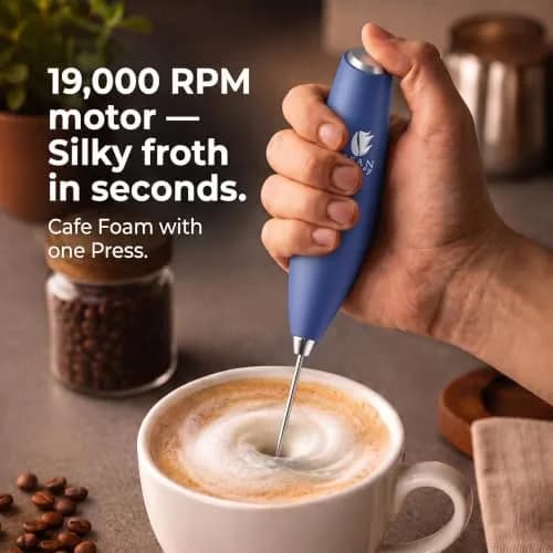 Bean Envy Milk Frother Handheld - Blue | 19,000 RPM Electric Foam Maker for Coffee & Hot Chocolate thumbnail 2