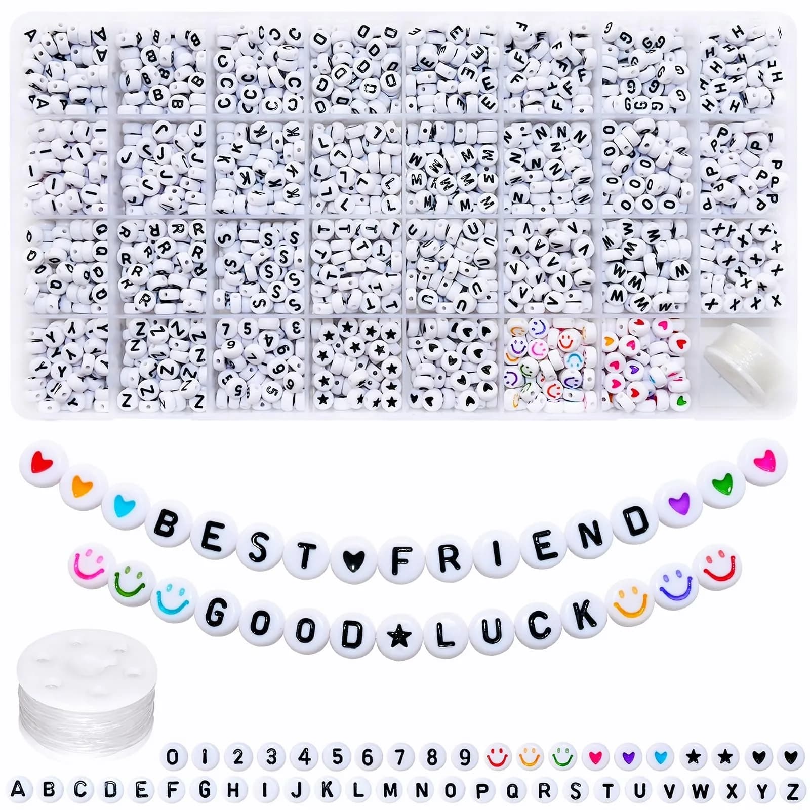 Looconi 1600pcs Acrylic Alphabet Letter Beads | Balanced Quantity for Jewelry Making - main product image
