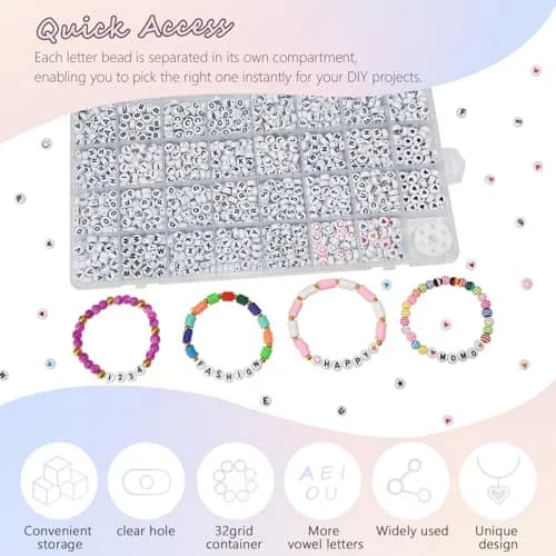 Looconi 1600pcs Acrylic Alphabet Letter Beads | Balanced Quantity for Jewelry Making thumbnail 4
