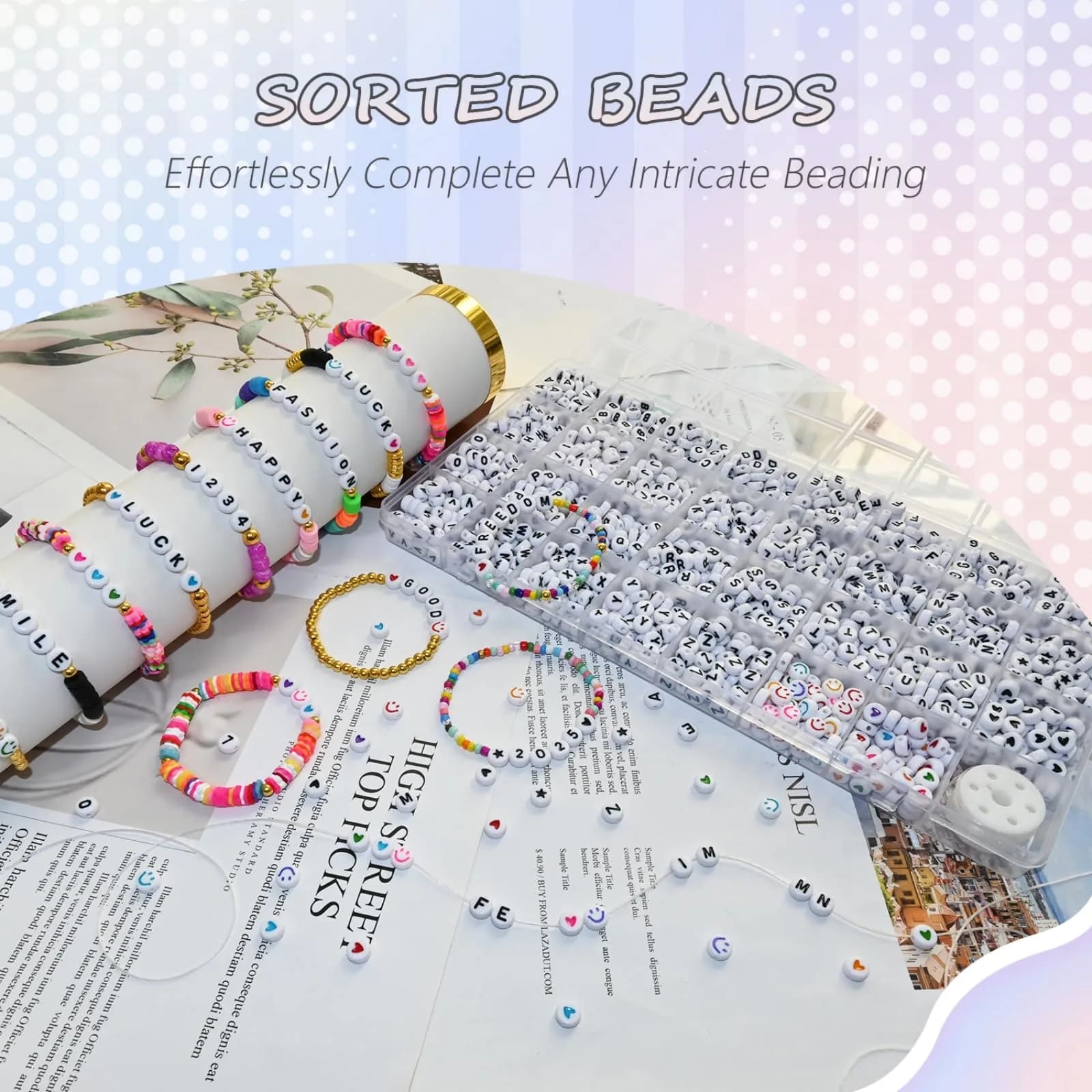 Looconi 1600pcs Acrylic Alphabet Letter Beads | Balanced Quantity for Jewelry Making - view 7