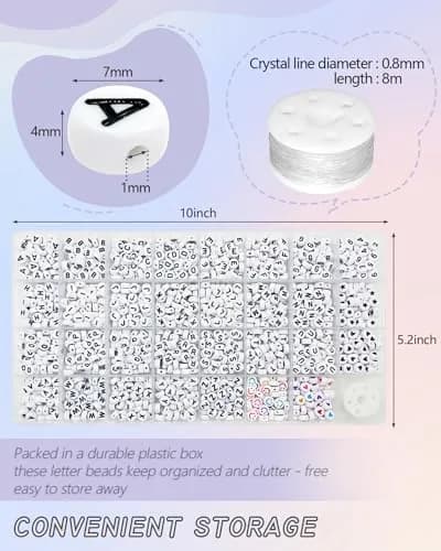 Looconi 1600pcs Acrylic Alphabet Letter Beads | Balanced Quantity for Jewelry Making thumbnail 3