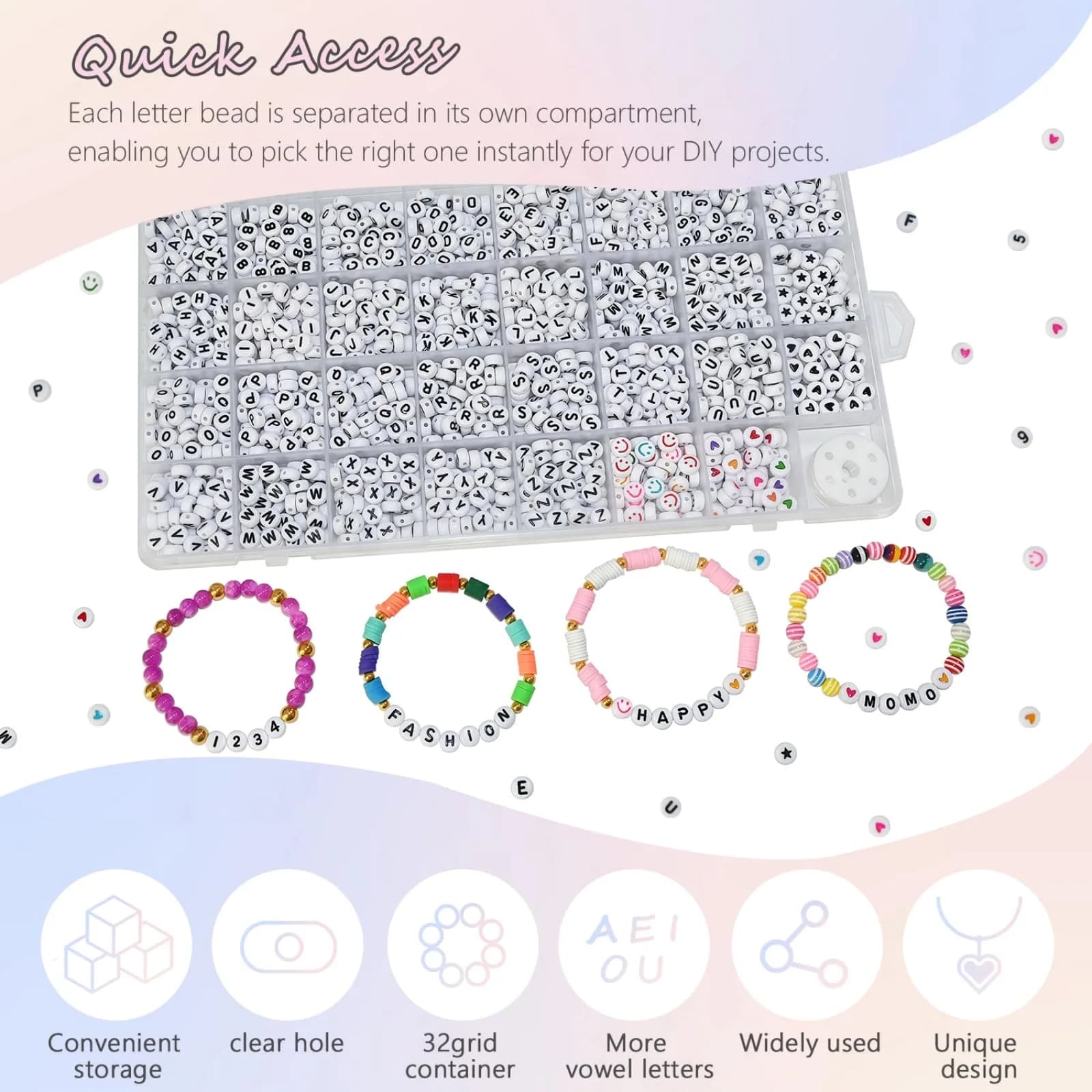 Looconi 1600pcs Acrylic Alphabet Letter Beads | Balanced Quantity for Jewelry Making - view 4