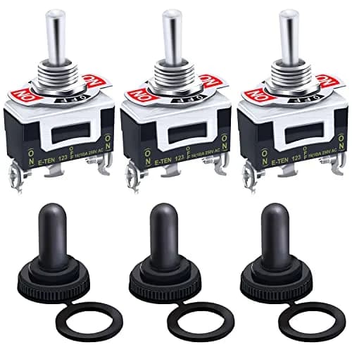 Twidec Heavy Duty Rocker Momentary Toggle Switch 16A 250V AC SPDT 3 Pin Waterproof Waterproof Boot Cap Cover thumbnail 1