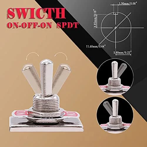 Twidec Heavy Duty SPDT Toggle Switch 16A 250V AC 3-Pin ON/Off/ON with Waterproof Cover (3-Pack) thumbnail 5