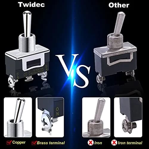 Twidec Heavy Duty SPDT Toggle Switch 16A 250V AC 3-Pin ON/Off/ON with Waterproof Cover (3-Pack) thumbnail 7