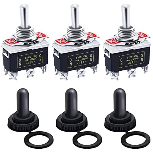 Twidec Heavy Duty Toggle Switch 16A 250V AC | Waterproof Metal Cap (33x20x57mm) thumbnail 1