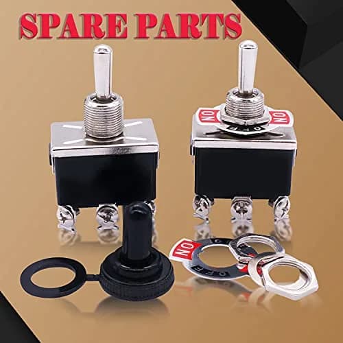 Twidec Heavy Duty Toggle Switch 16A 250V AC | Waterproof Metal Cap (33x20x57mm) thumbnail 2