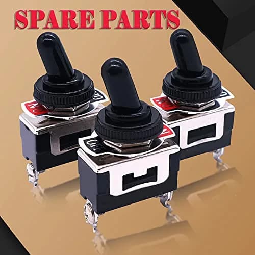 Twidec Heavy Duty SPST Toggle Switch 16A 250V AC (2-Pin, Black) | Waterproof Boot Cap Included thumbnail 4