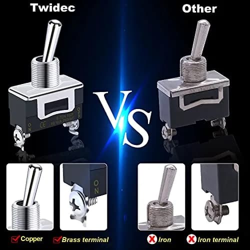 Twidec Heavy Duty SPST Toggle Switch 16A 250V AC (2-Pin, Black) | Waterproof Boot Cap Included thumbnail 5
