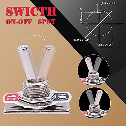 Twidec Heavy Duty SPST Toggle Switch 16A 250V AC (2-Pin, Black) | Waterproof Boot Cap Included thumbnail 3
