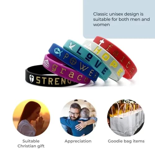 Inkstone Christian Inspirational Bible Silicone Rubber Wristbands 12 Pack | Motivational Faith Bracelets for Men & Women thumbnail 5