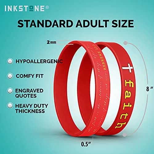 Inkstone Christian Inspirational Bible Silicone Rubber Wristbands 12 Pack | Motivational Faith Bracelets for Men & Women thumbnail 6