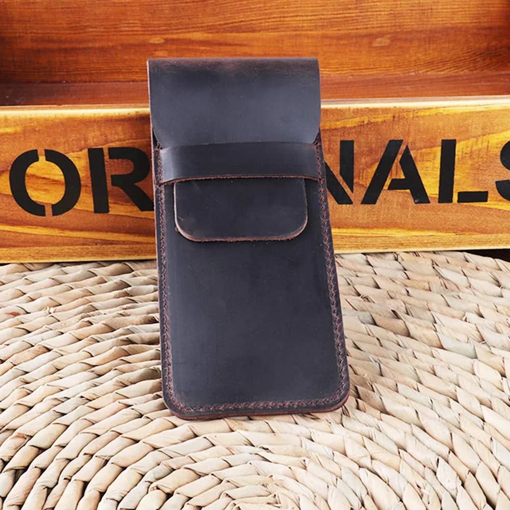 Daimay Handmade Crazy Horse Leather Pen Case Holder | 16cm x 7cm (6.3 x 2.2 inch) - view 3