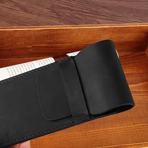 Daimay Black Leather Pen Holder Pouch | Handmade Crazy Horse Leather Pen Sleeve thumbnail 4