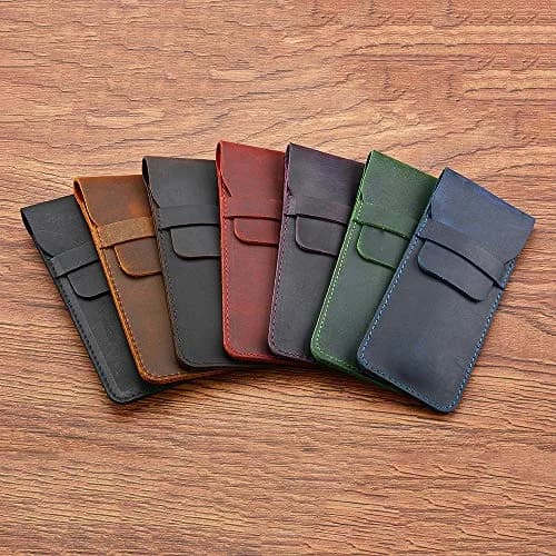 Daimay Black Leather Pen Holder Pouch | Handmade Crazy Horse Leather Pen Sleeve thumbnail 6