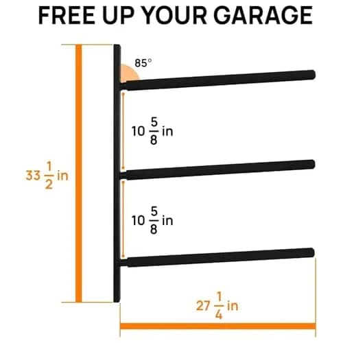 Yes4All Heavy Duty Steel Wall Mount Paddle Board Rack, Store & Display Up to 3 Boards, 34.25" x 5.51" x 3.54" thumbnail 2