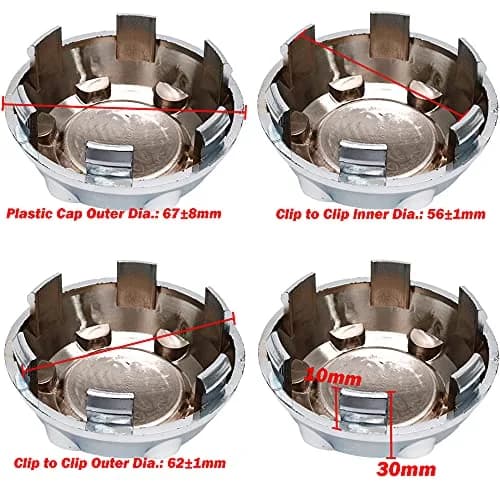AUTUT Silver Wheel Center Caps 67mm Outer Diameter | 4-Piece Set for Cars and Trucks thumbnail 2