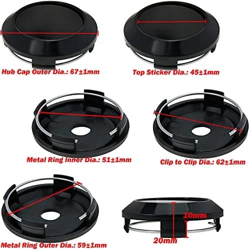 AUTUT Black 67mm Wheel Center Caps 4-Pack | Enhance Vehicle Elegance thumbnail 2