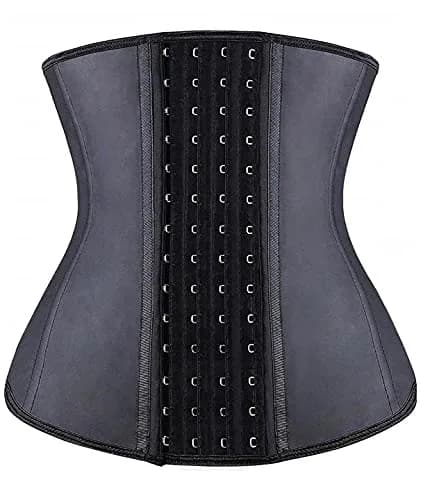 YIANNA Latex Waist Trainer for Women Underbust Corset Hourglass Body Shaper 4 Hooks, Black Small | Instantly Sculpts 2-4 Inches thumbnail 1