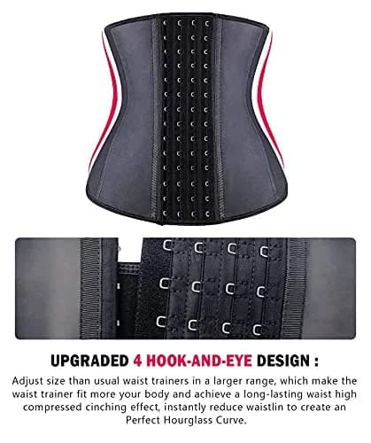 YIANNA Latex Waist Trainer for Women Underbust Corset Hourglass Body Shaper 4 Hooks, Black Small | Instantly Sculpts 2-4 Inches thumbnail 3
