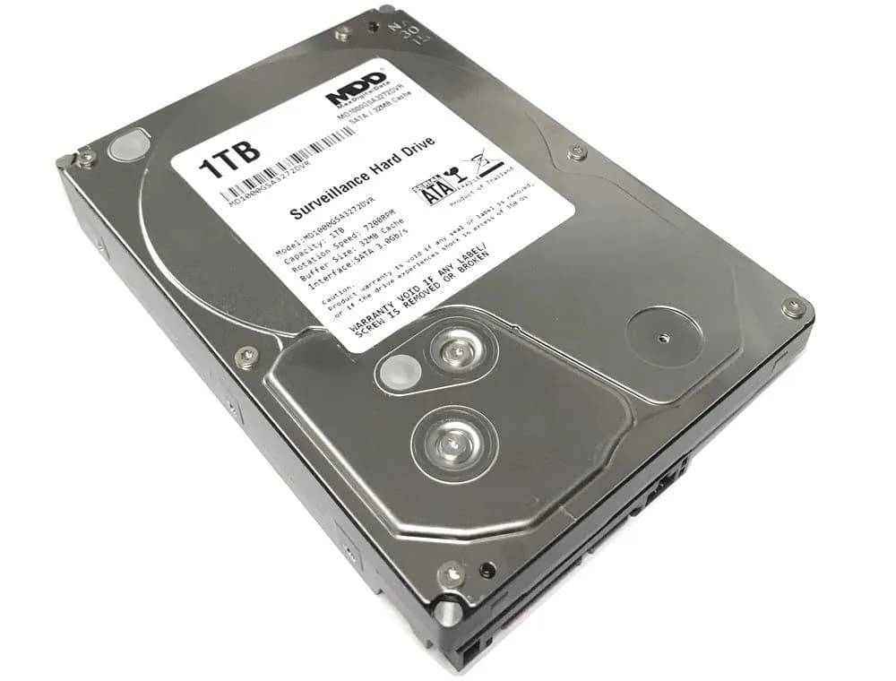 MDD MAXDIGITALDATA 1TB Surveillance Hard Drive | 7200 RPM, 3.5-inch, SATA 3.0Gb/s — Silver