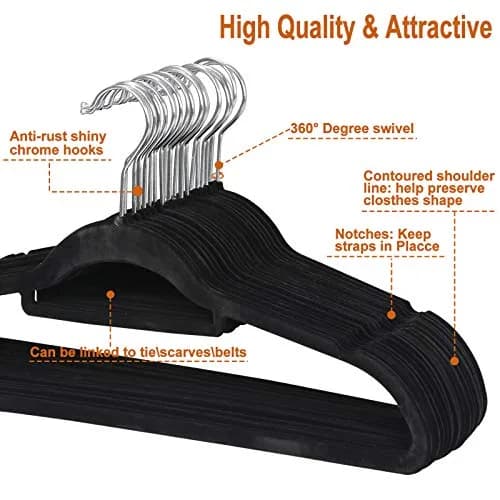 ZENY Velvet Hangers 100 Pack for Suits, Coats, Dresses | Space Saving & Non Slip thumbnail 6