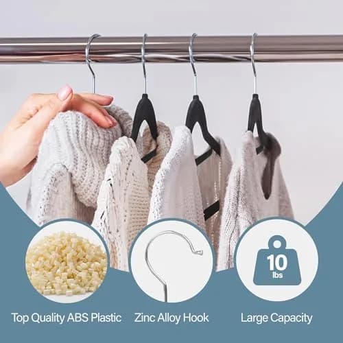 ZENY Velvet Hangers 100 Pack for Suits, Coats, Dresses | Space Saving & Non Slip thumbnail 2