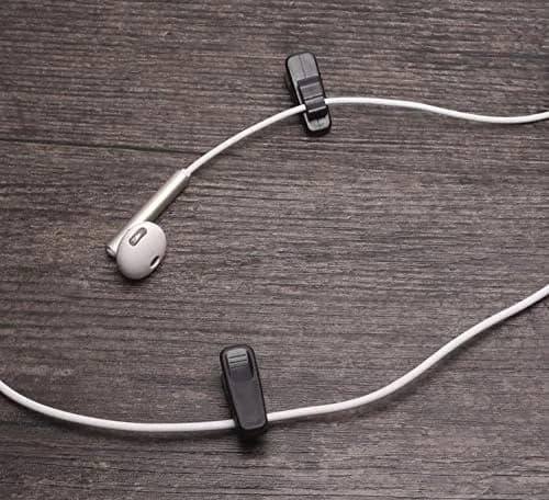 Mini Skater Black Earphone Wire Clips 6Pcs | Tangle Free Cord Management for 1.5mm Round Wires thumbnail 3