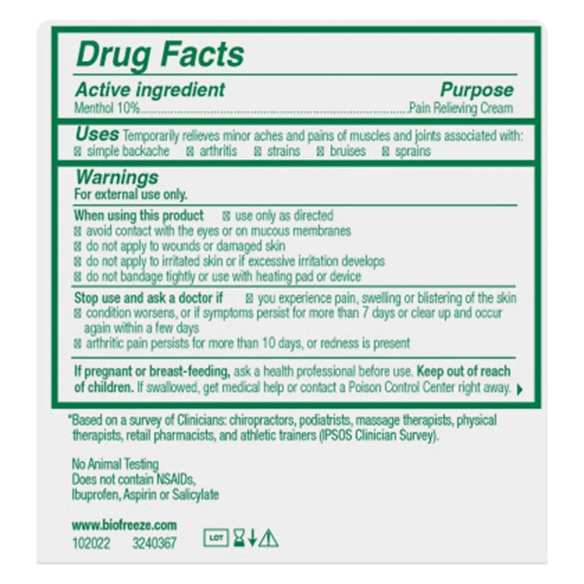 Biofreeze Menthol Pain Relief Cream 177ml (6 Fl Oz) | Cooling Relief for Arthritis, Muscle & Back Pain - view 3